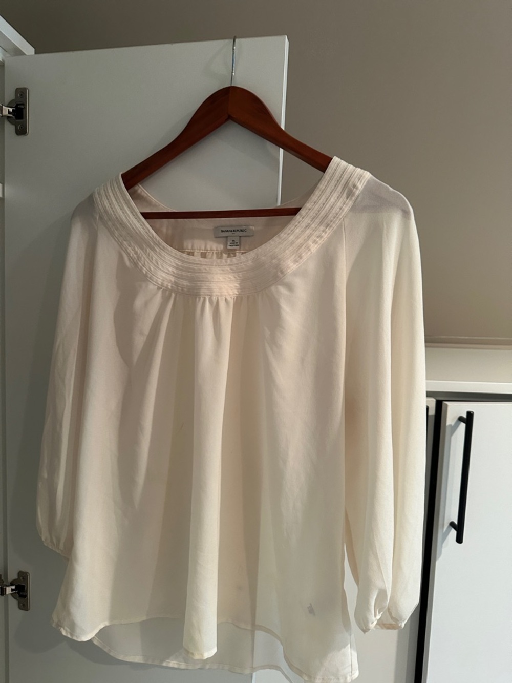 Banana Republic Ivory Pintuck-Neck Blouse